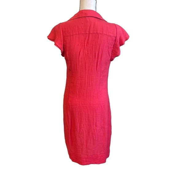 BCBGmaxazria Red Orange Button Down Collared Knit Dress Women's Size 6 - Picture 2 of 8